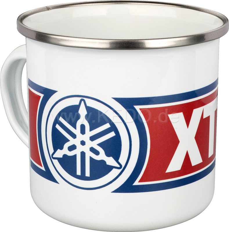 Kedo Nostalgia Cup 'XT350' 300ml white / red / blue in gift box enamel with metal edge (handwashing recommended) | 41493