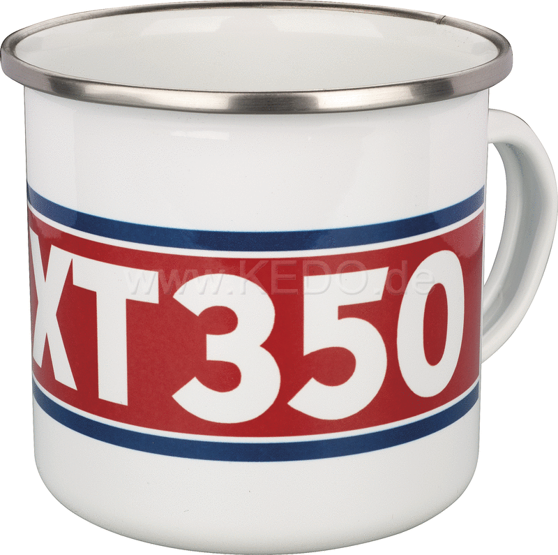 Kedo Nostalgia Cup 'XT350' 300ml white / red / blue in gift box enamel with metal edge (handwashing recommended) | 41493