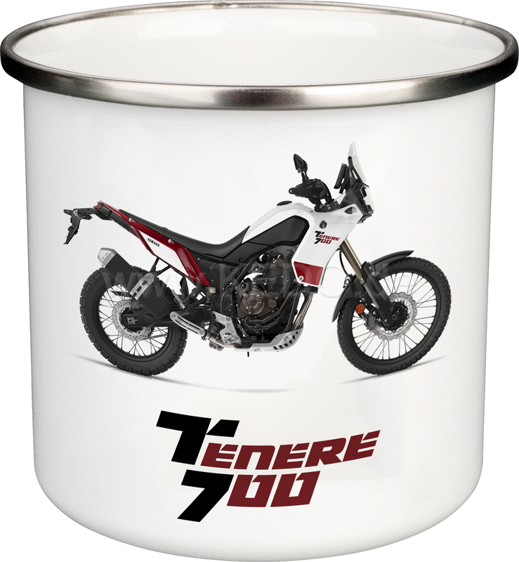 Kedo Nostalgic Mug 'T700 white / red' 300ml enamel with metal rim (hand wash recommended) | 41581-CW