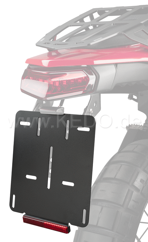 Kedo License Plate Holder for Euro License Plate 18x20cm 2mm aluminum black coated including e-approved reflector | 50149