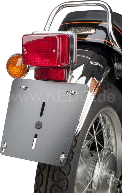 Kedo License Plate Pad for original taillight and Euro License Plate 2mm aluminum black coated needs original rubber buffer item 50167 | 50158