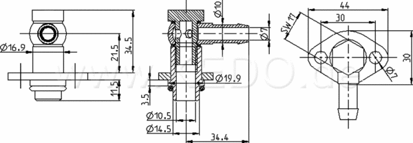 Kedo Oil Line Adapter (bottom) angled / 90 ° | 50161