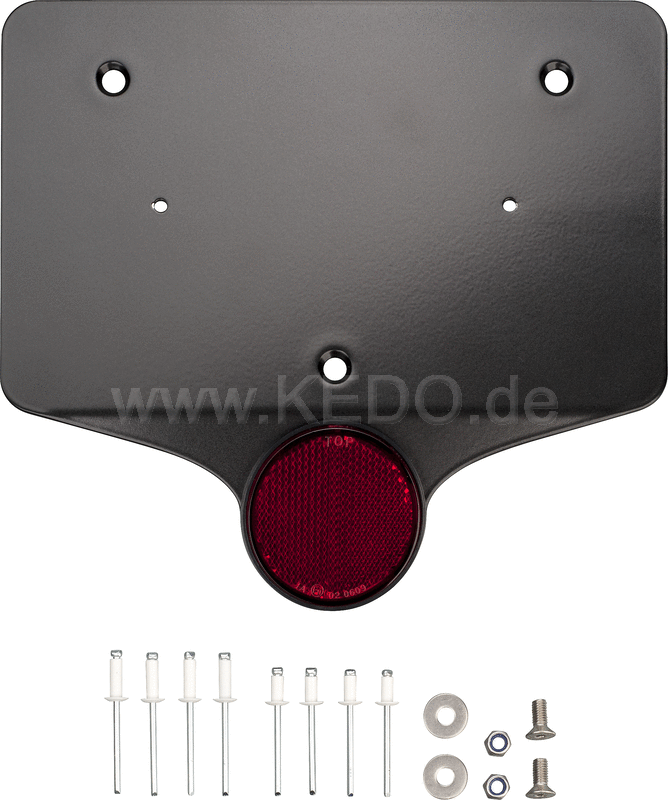 Kedo Number plate base with reflector for french license plates 210x130mm 2mm aluminum with countersunk head fastening at the vehicle & rivets | 50182