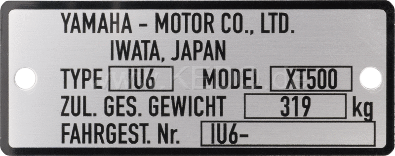 Kedo Replica Rivet Type plate similar to the original aluminum 0.6mm for 1U6 chassis numbers type 1 with dim. 68.5x27mm | 50185