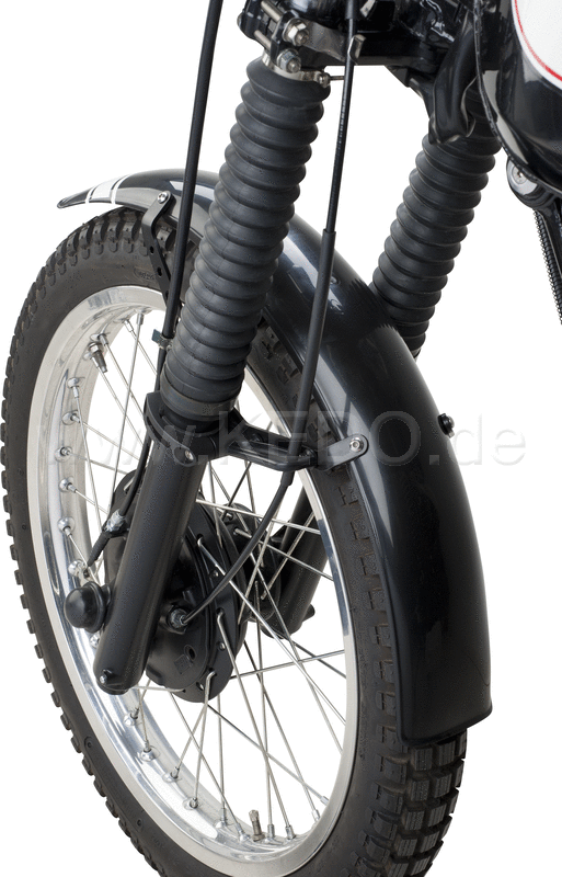 Kedo Trial Front Fender style engine black not drilled free positionable including black aluminum brackets & clamps 2x decals. | 50769S