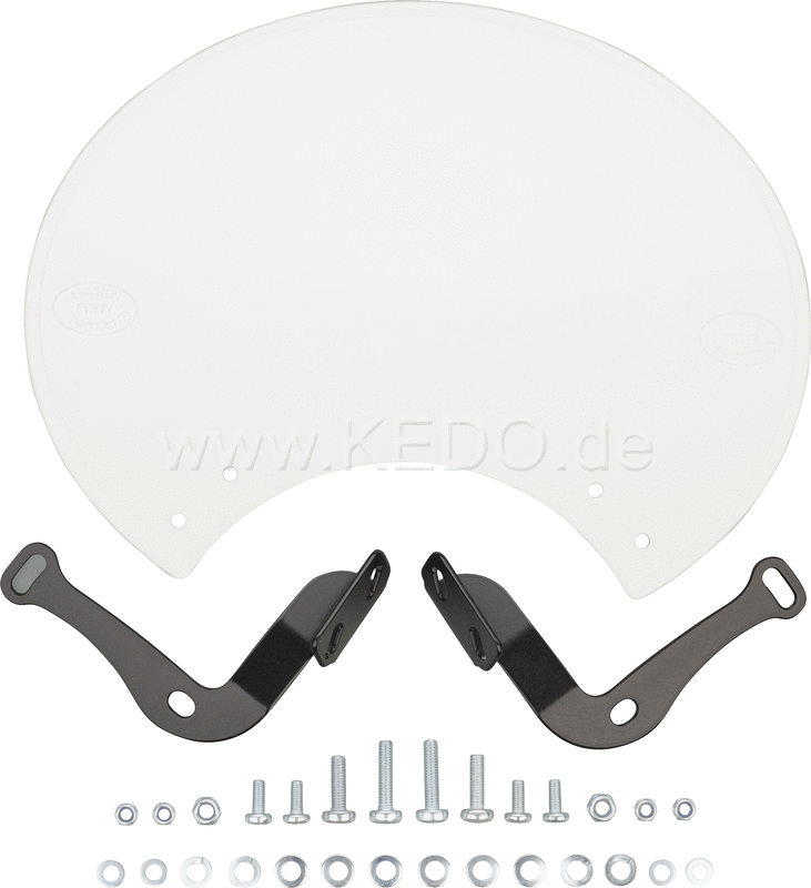 Kedo Number Plate 'Six Days' Preston Petty plastic white ready to mount with black stainless steel brackets for original headlight brackets tilt +/-. | 60406W