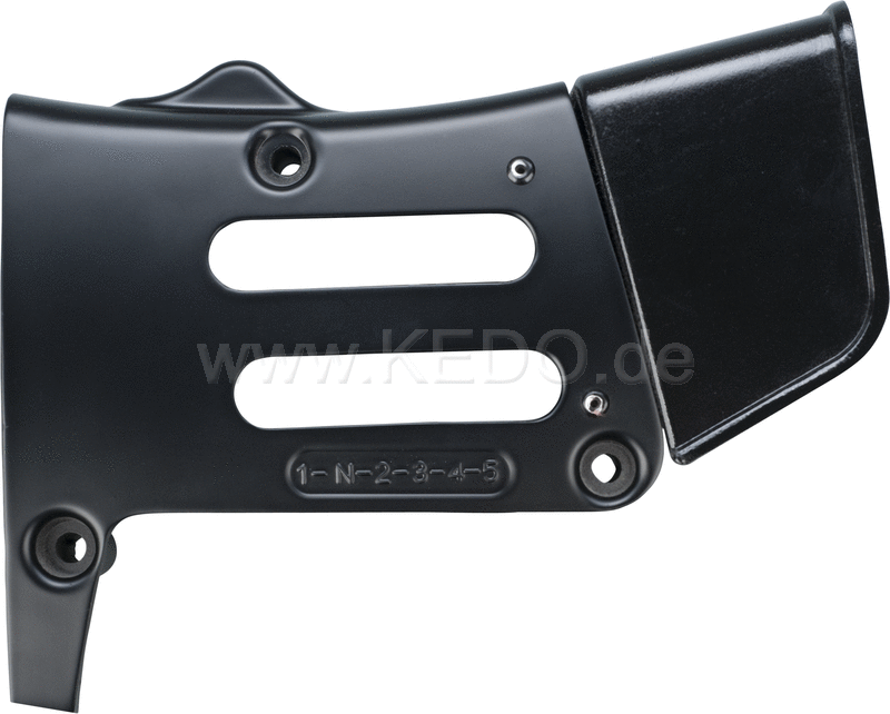 Kedo Plastic Sprocket Cover Extension is riveted to the sprocket cover on German XT ABS colored black including black rivets.. | 60612