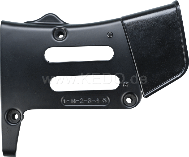 Kedo Plastic Sprocket Cover Extension is riveted to the sprocket cover on German XT ABS colored black including black rivets.. | 60612