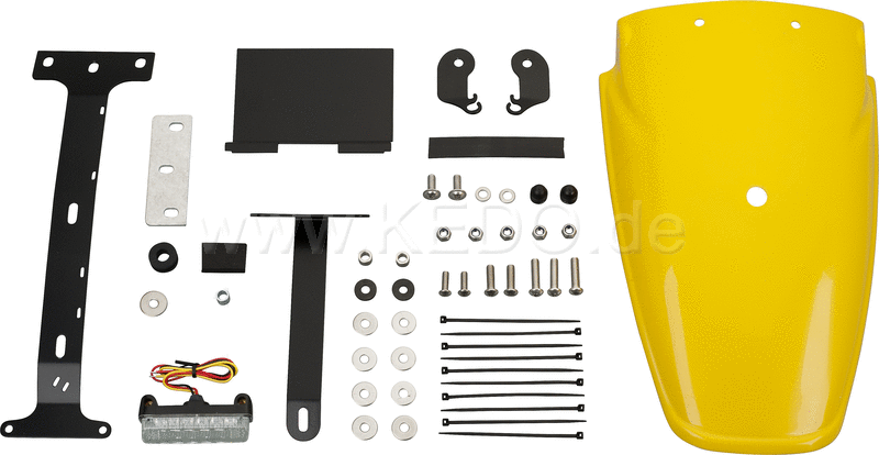 Kedo TT-Style Rear Conversion fender plastic yellow through-dyed mounting material incl complete LED taillight clear lens e-approved | 62034-YY-T