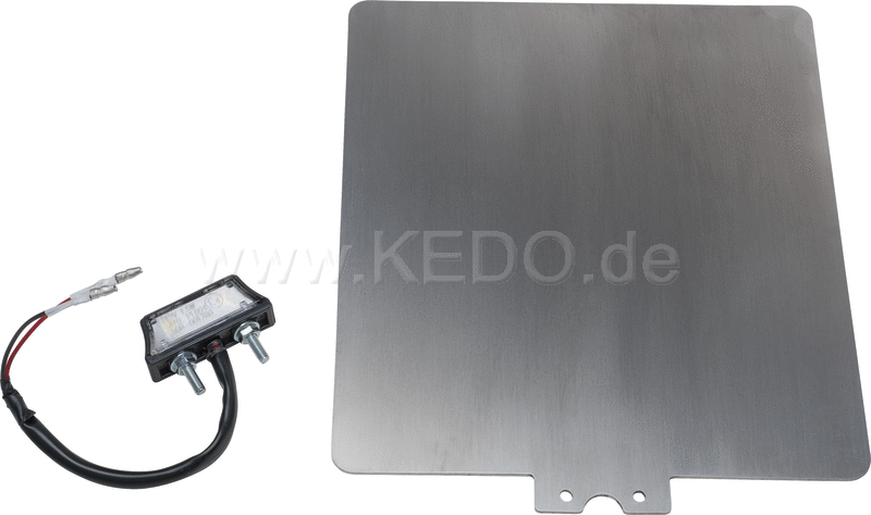 Kedo Universal License Plate Holder incl LED license plate light ( 'e-approved) stainless steel 2mm size 180x200mm | 63031