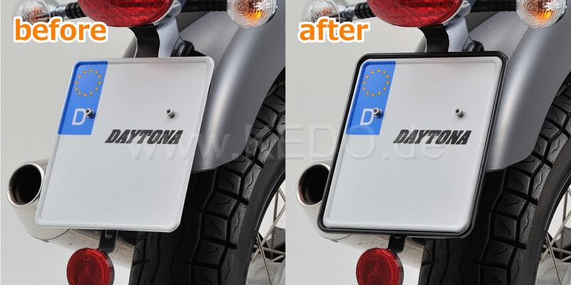 Kedo License Plate Support Daytona aluminum black anodized deep-drawn with edge | 63033