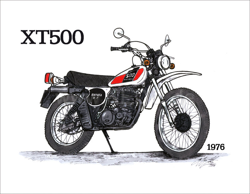 Kedo Art Print by Ingo constantly grilling XT500 1976 6-color print on semiglossy poster paper size approx. 295x380mm | 80108P-76
