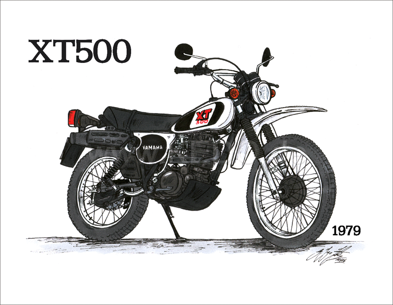 Kedo Art Print by Ingo constantly grilling XT500 1979 6-color print on semiglossy poster paper size approx. 295x380mm | 80108P-79