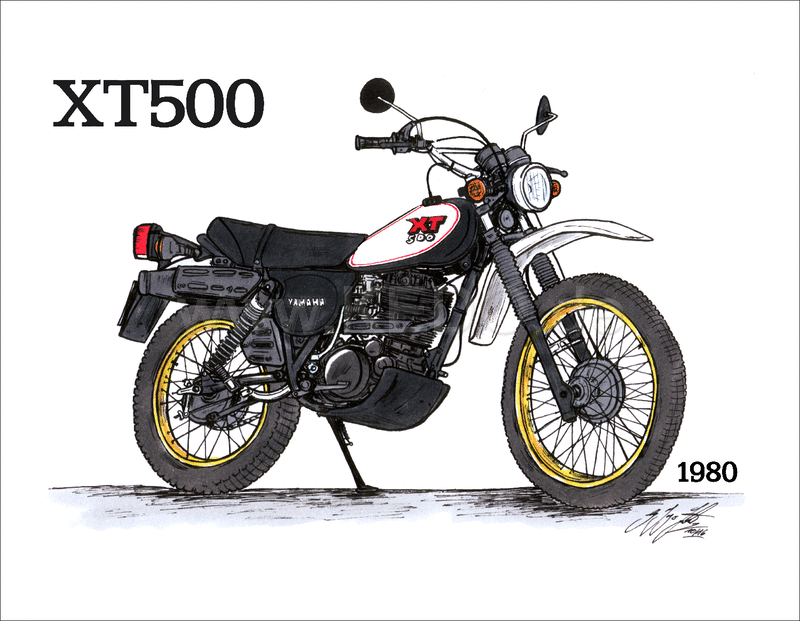Kedo Art Print by Ingo constantly grilling XT500 1980 6-color print on semiglossy poster paper size approx. 295x380mm | 80108P-80