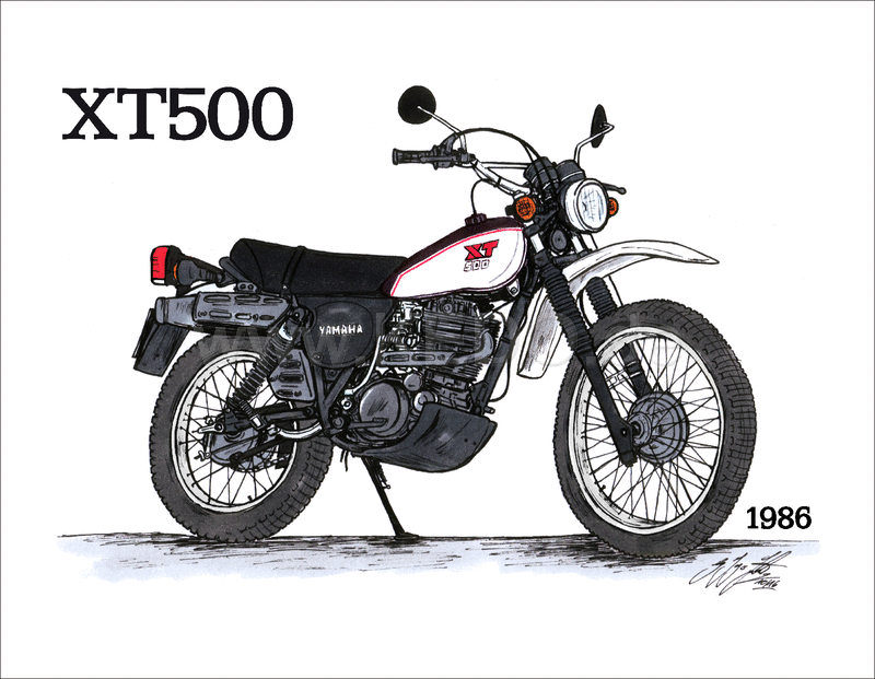 Kedo Art Print by Ingo constantly grilling XT500 1986 6-color print on semiglossy poster paper size approx. 295x380mm | 80108P-86