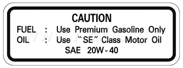 Kedo Service'- Decal FUEL OIL (4Z 20W-40) | 90102