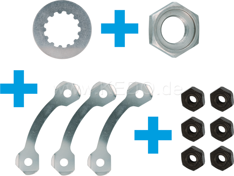 Kedo Locking tab and nut set for front and rear sproket 11 parts | 91084