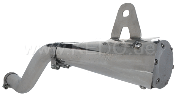 Kedo X-Trapp 3 -Silencer 6 discs aluminum end cap incl connector pipe and clamp brushed surface (Not Street Legal). | 91401