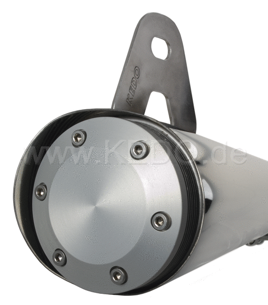 Kedo X-Trapp 3 -Silencer 6 discs aluminum end cap incl connector pipe and clamp brushed surface (Not Street Legal). | 91401