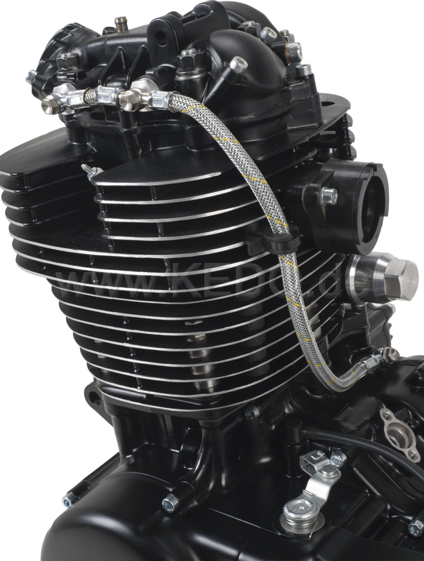 Kedo Twin Feed Oil Line Kit 'Race Line' with Silver Colored Steel Braided Oil Line Complete Kit | 92050