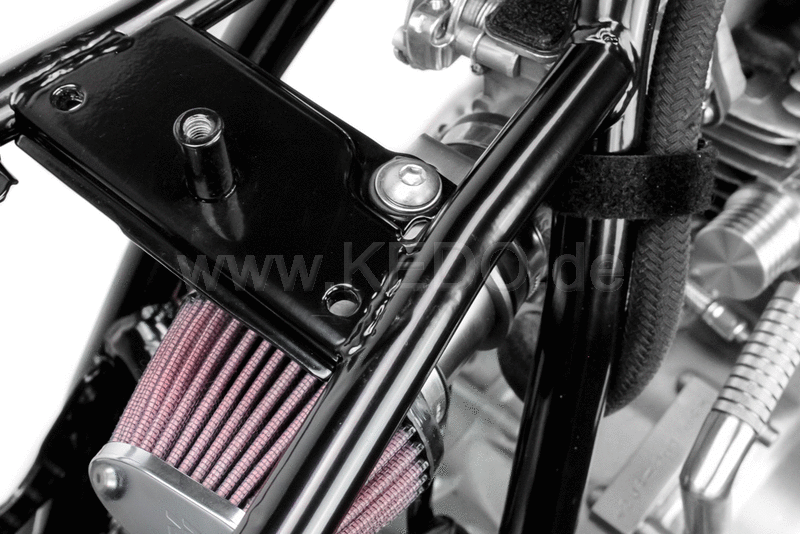 Kedo Air Filter Mounting / Air Intake Tract- Extension for Racing Air Filter (54mm E.G. item 91372) stainless steel with black engine ventilation pants | KTH-10049