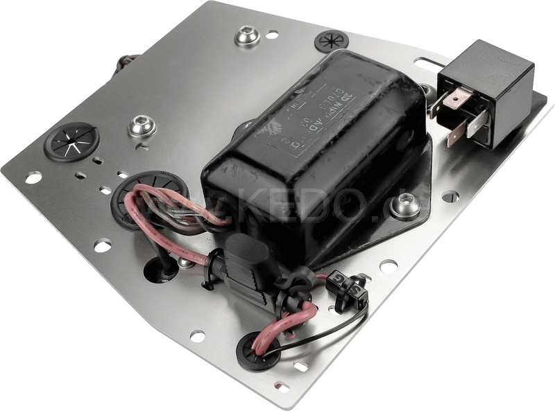 Kedo Electronic System Evolution aluminum black coated electrical mounting plate for free frame triangle mounting holes for standard- or Motogadget components | KTH-10057