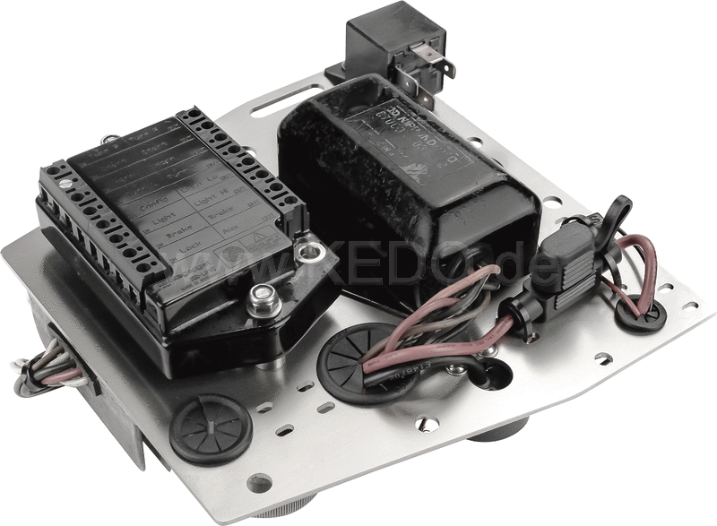 Kedo Electronic System Evolution aluminum black coated electrical mounting plate for free frame triangle mounting holes for standard- or Motogadget components | KTH-10057