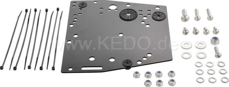 Kedo Electronic System Evolution aluminum black coated electrical mounting plate for free frame triangle mounting holes for standard- or Motogadget components | KTH-10057
