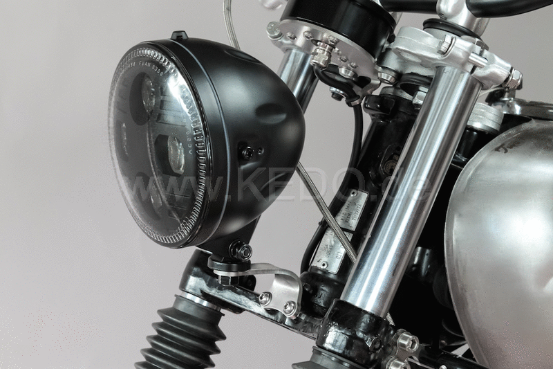 Kedo Head Light Bracket Curved stainless steel for headlights with bottom mounting M9 or M10 including mounting material. | KTH-10076