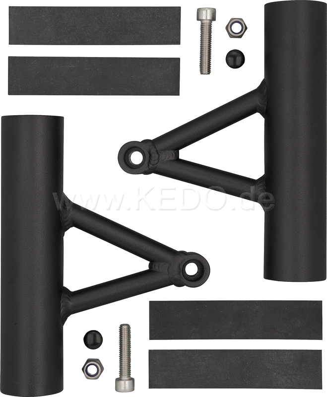 Kedo Aluminum Headlight brackets (1 Pair) Wrenchmonkees / GibbonSlap style black-coated | WM0015S