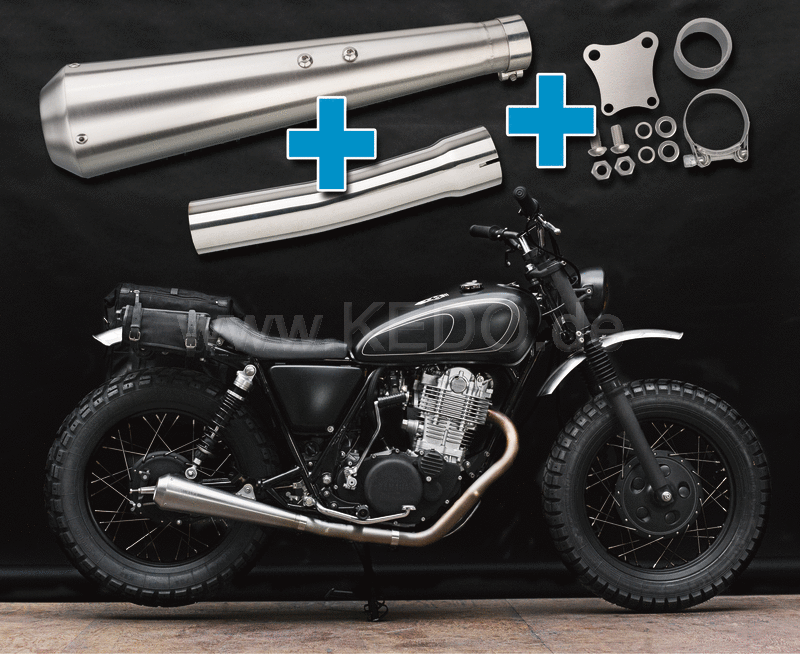Kedo Gibbonslap Stainless Steel Silencer (NOT street legal) incl DB Killer header pipe adapter spec. Bracket (in combination w. Center stood see # 27938) | WM0022-2