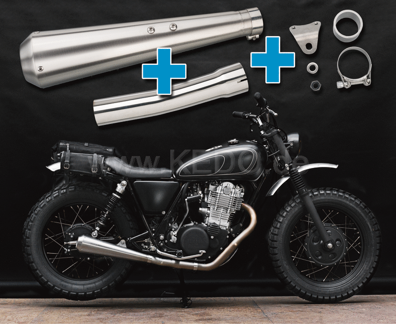 Kedo Gibbonslap Stainless Steel Silencer (NOT street legal) incl DB Killer header pipe adapter spec. Bracket (in combination w. Center stood see # 27938) | WM0022-3