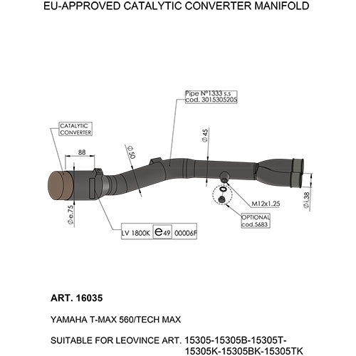 LEOVINCE / レオビンチ SBK EU-APPROVED CATALYTIC CONVERTER MANIFOLD EU-APPROVED | 16035