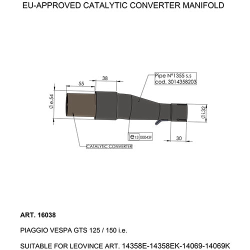 LEOVINCE / レオビンチ SBK EU-APPROVED CATALYTIC CONVERTER MANIFOLD EU-APPROVED | 16038