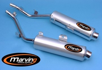 Marving / マービング デュアルマフラー Amacal Ø 100 クロム + アルミニウム - EU公道走行認可 Aprilia 650 PEGASO (92-96 | A/AAA/59/BC
