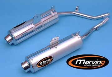 Marving / マービング デュアルマフラー Amacal Ø 100 クロム + アルミニウム - EU公道走行認可 Aprilia 650 PEGASO 3 (97-) | A/AAA/67/BC
