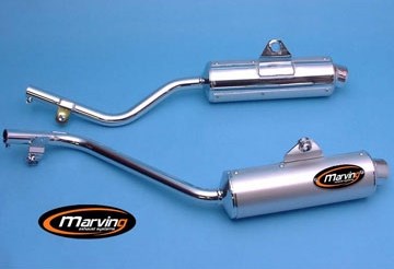 Marving / マービング デュアルマフラー Amacal Ø 100 クロム + アルミニウム - EU公道走行認可 Honda SLR 650 97 | H/AAA/62/BC