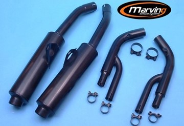 Marving / マービング デュアルマフラー Cylindrical Ø 100 ブラック - EU公道走行認可 Suzuki GSX 750 R 88 | S/2092/NC
