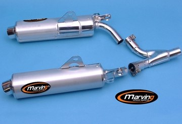 Marving / マービング デュアルマフラー Amacal Ø 100 クロム + アルミニウム - EU公道走行認可 Suzuki DR 650 RS/RSE (90-) | S/AAA/37/BC