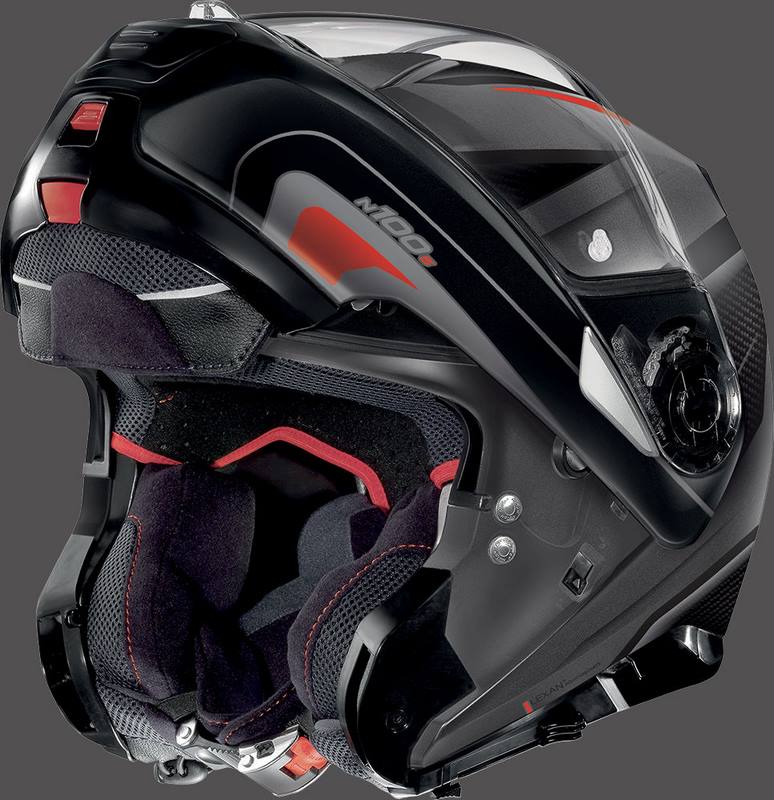 Nolan / ノーラン Flip-Up Helmet N100-5 ORBITER N-COM Grey Red | N15000536068