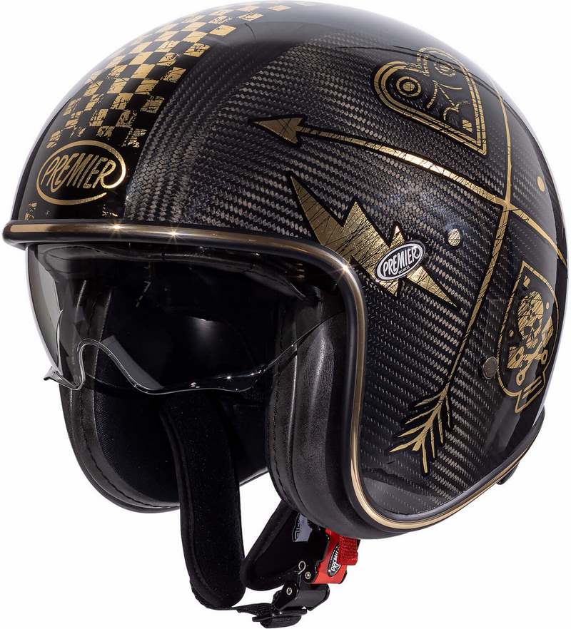 Premier / プレミア オープンフェイス ヘルメット VINTAGE CARBON NX GOLD CHROMED | APJETVIECARNGC0