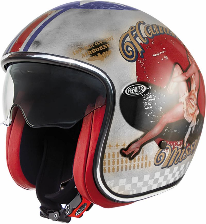 Premier / プレミア オープンフェイス ヘルメット VINTAGE PIN UP OLD STYLE SILVER | APJETVIEFIBPOS0