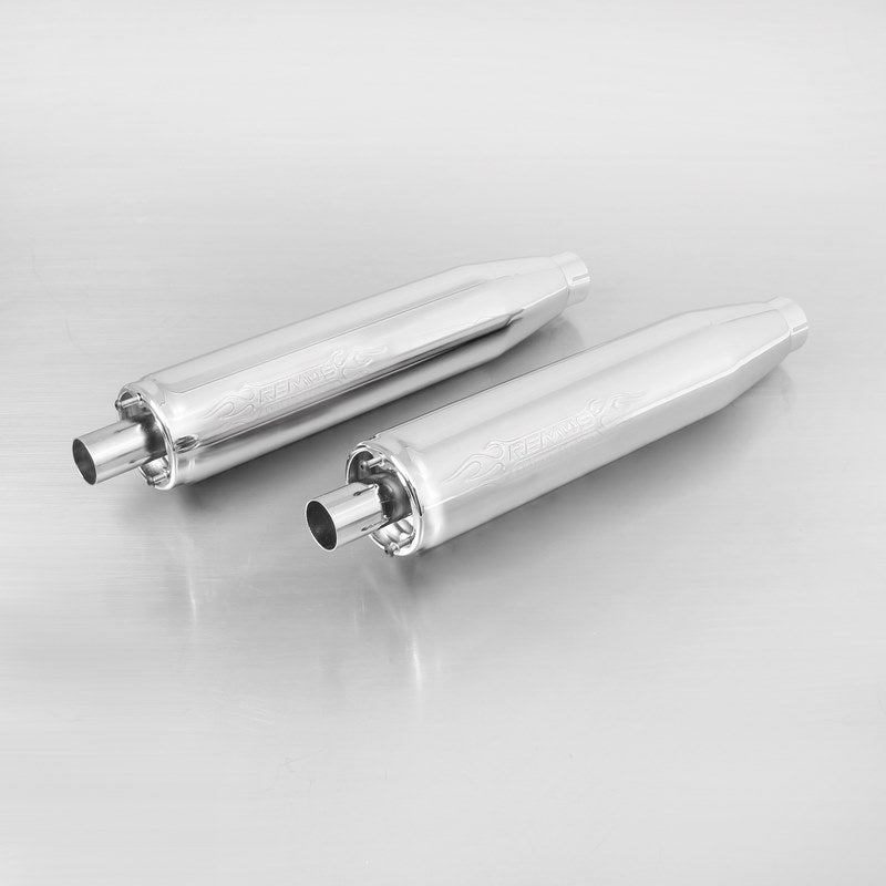 カスタム排気システムクローム(2個)、プラグイン触媒コンバーターセット(2個)、ストレートエンドキャップ(2個)、ステンレスクローム