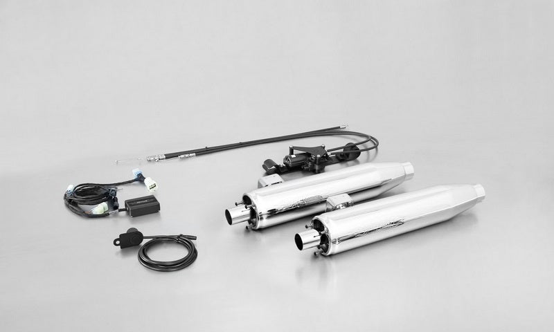 2倍カスタム排気管クローム、SC15システム搭載、プラグイン触媒コンバーターセット(2個)、エンドキャップ直線タイプ(2個)、ステンレスクローム
