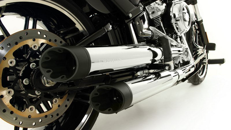 カスタム排気スリップオン 90mm径(2個入り)・触媒付・上昇式・ステンレスクローム・エンドキャップショートカットV1・合金クローム