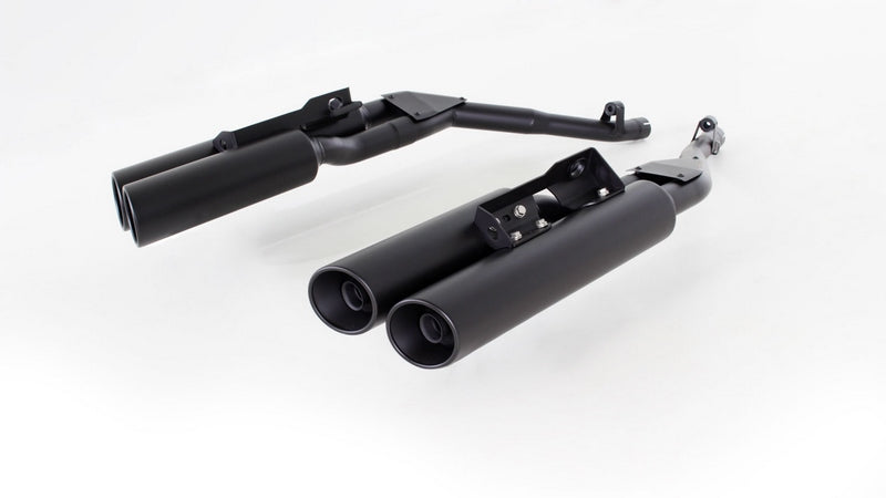 カスタムマフラー(左/右スポーツ排気システム、ステンレスブラック)、ステンレスヘッダー(6-2、触媒なし)、純正ヘッダーの代替品、レース番号無し