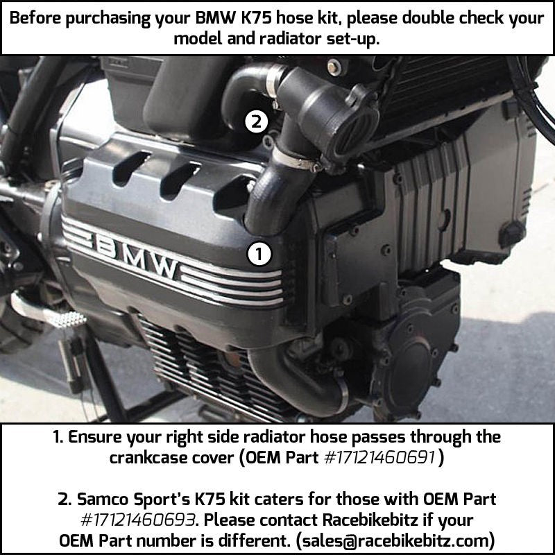 サムコスポーツ / Samco Sport BMW K 75 (Selected Models) 1985 - 1996 5 ピース シリコンラジエーター クーラントホースキット | BMW-7-CB