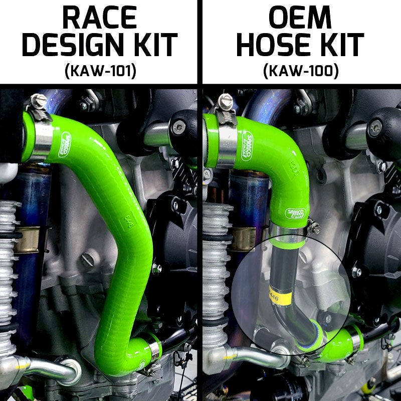 サムコスポーツ / Samco Sport Kawasaki ZX 10R / RR 2021 5 ピース OEM リプレイスメント シリコンラジエーター クーラントホースキット | KAW-100-GN
