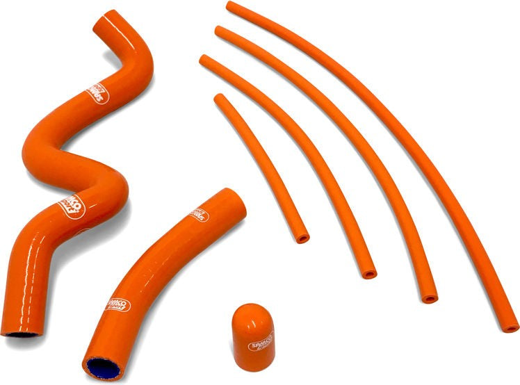 サムコスポーツ / Samco Sport KTM RC 390 2014 - 2020 7 ピース サーモスタットバイパス シリコンラジエーター クーラントホースキット | KTM-76-OR