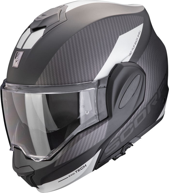 Scorpion Flip Up Helmet Exo-Tech Evo Team Matt Black-Silver | 118-457-159